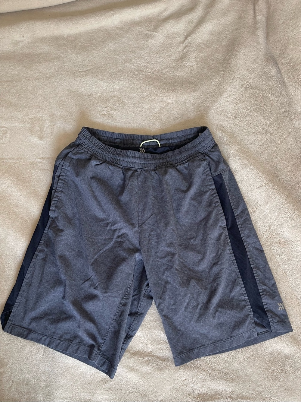 all in motion Men's Blue Gray Athletic Shorts with Navy Panels
